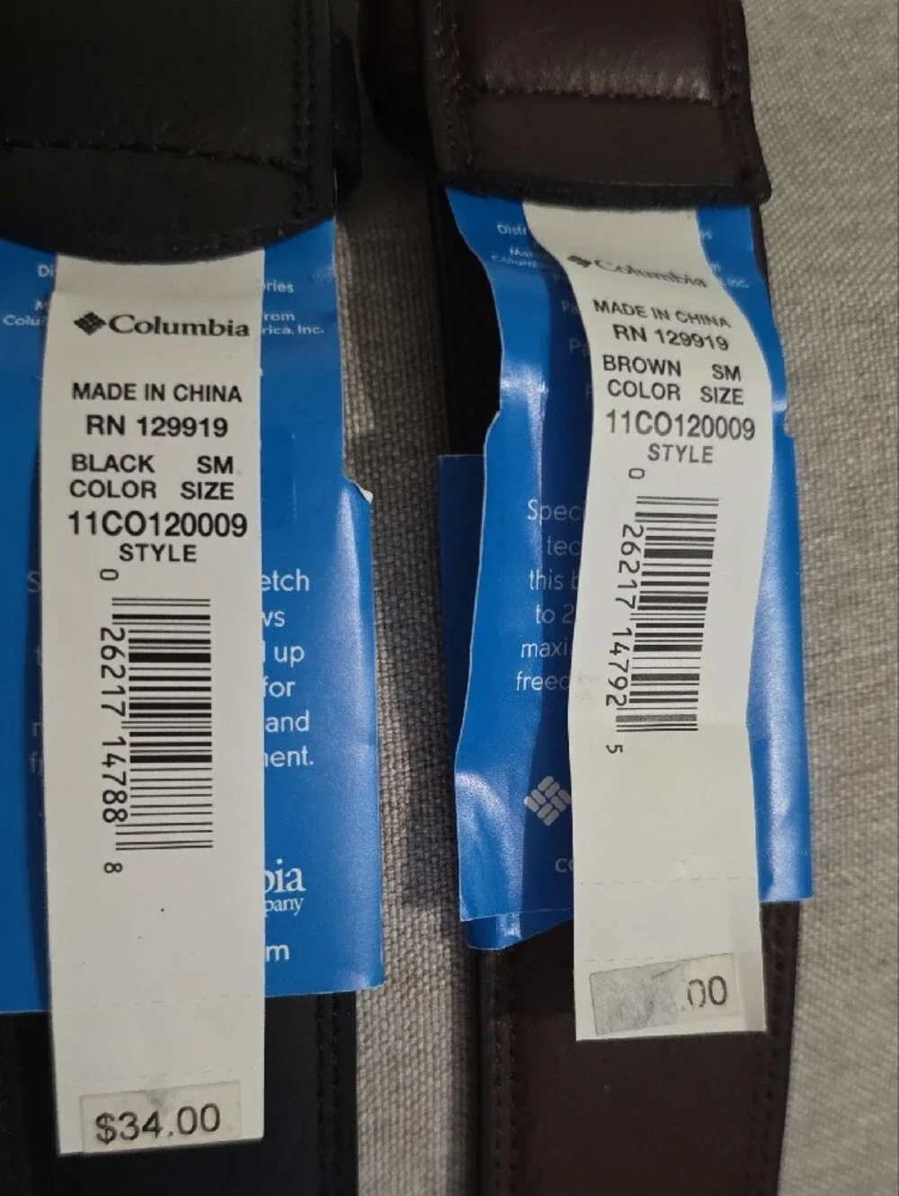 Columbia Active Stretch Belts in Black + Brown